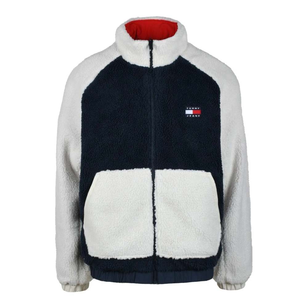 Tommy Jeans Omkeerbare Jas Multicolor Rechte Pasvorm Hoge Kraag Lange Mouwen Geborduurd Logo Ritssluiting Multicolor Heren