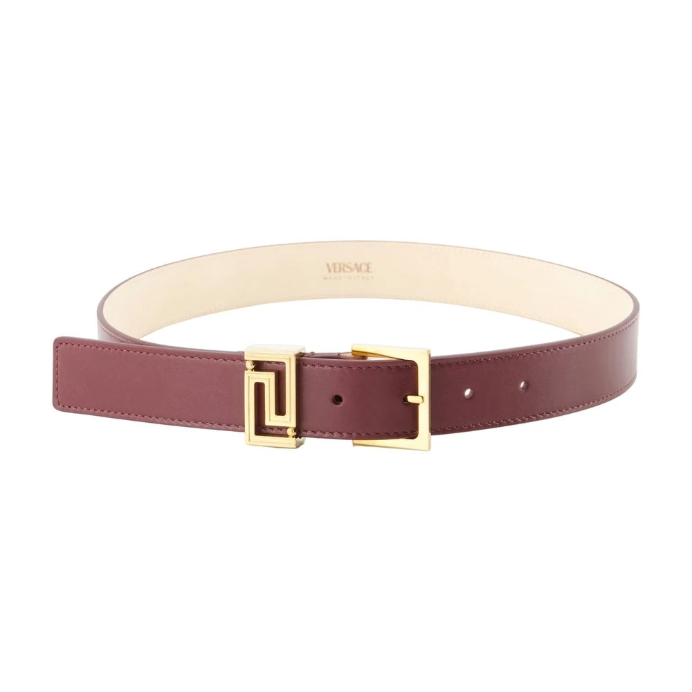 Versace Women's Red Greca Goddess Leather Belt 3 Cm - Belts - 85 Cm - Accessories
