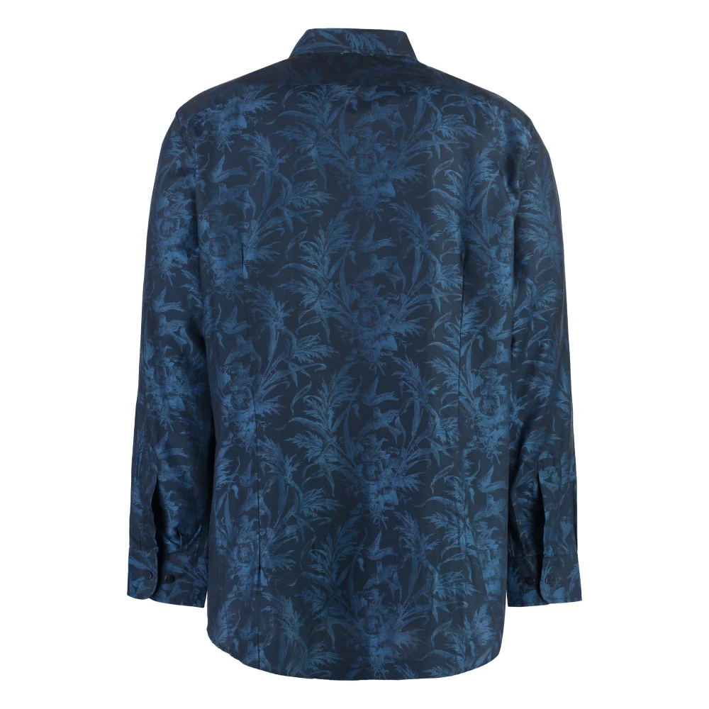 ETRO Katoenen overhemd met bloemenprint Blue Heren