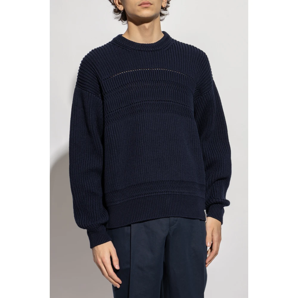 Bally Katoenen Trui met Logopatch Blue Heren