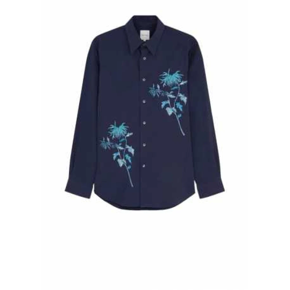Paul Smith Navy Bloemen Geborduurd Shirt M1R 700Ye N02484 47 Green Heren