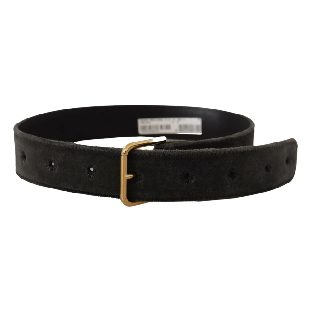 Dolce & Gabbana Luxe Velvet Riem met Metalen Gesp Brown Dames