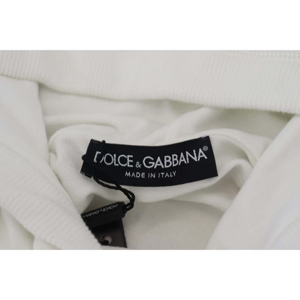 Dolce & Gabbana Hoodie met logo in wit katoen White Heren