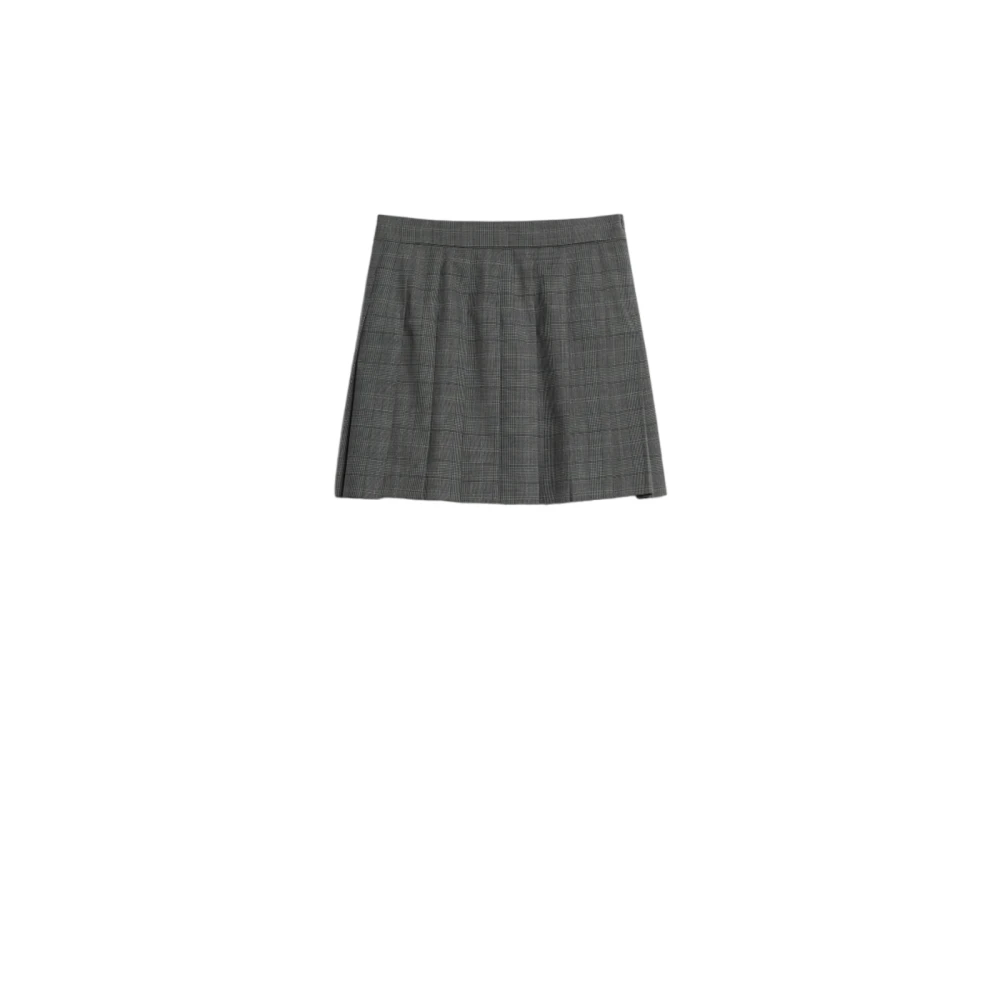 Max Mara Studio Grijze Wol Geruite Geplooide Rok Gray Dames