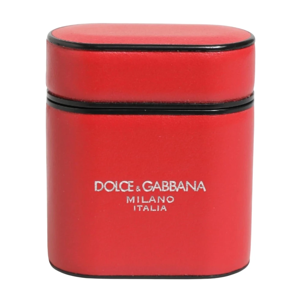 Dolce & Gabbana Unisex Red Headphones, One Size, White Leather Airpods Case
