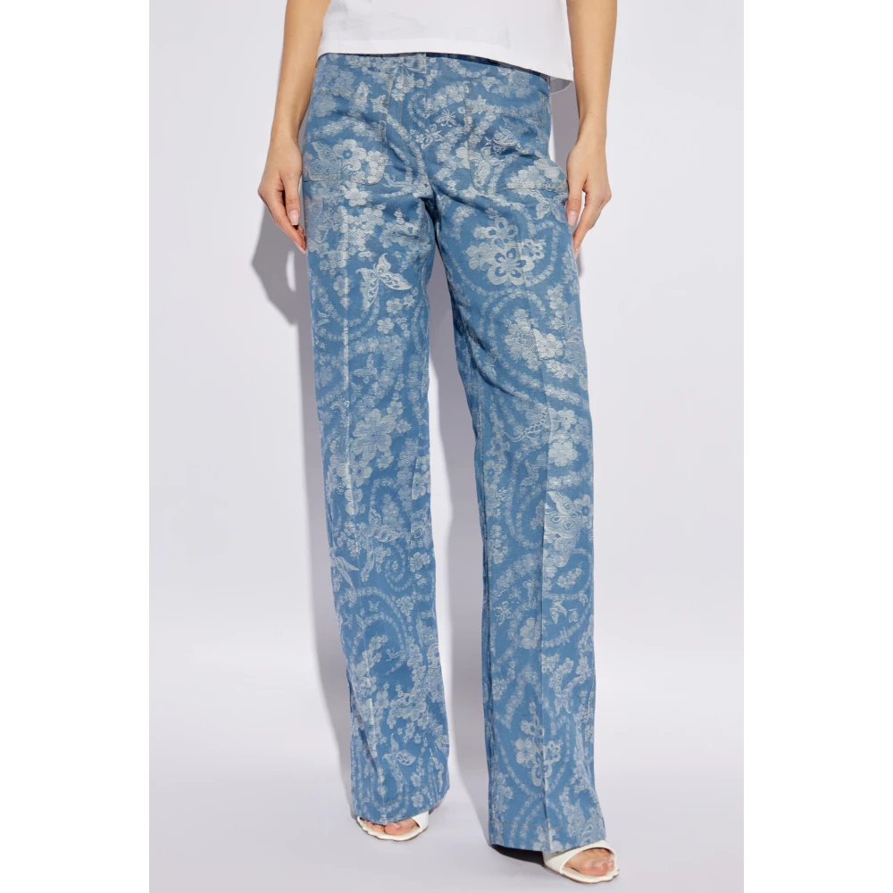 ETRO Broek met decoratief patroon Blue Dames