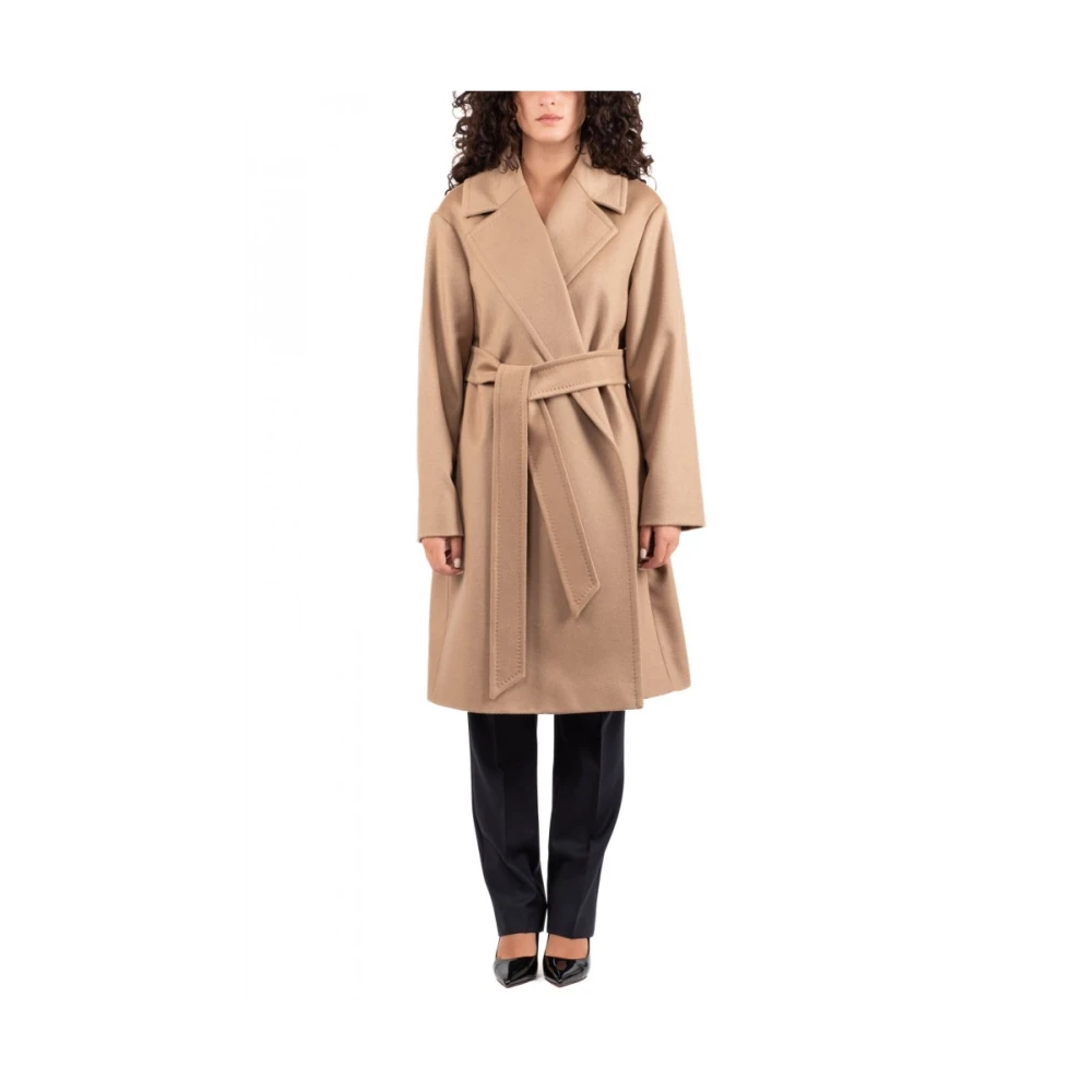 Max Mara Studio Elegante Wollen Jas Brown Dames