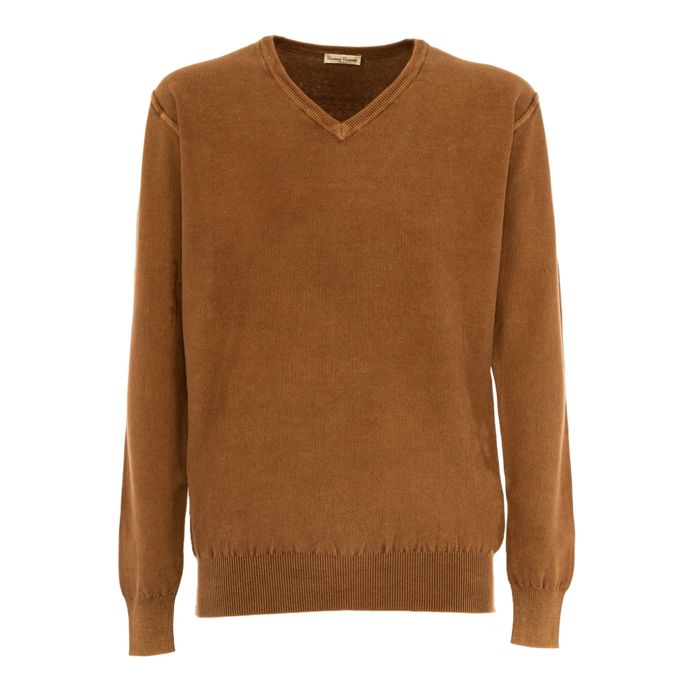 Cashmere Company Lichtgewicht V-hals Heren Trui Brown Heren