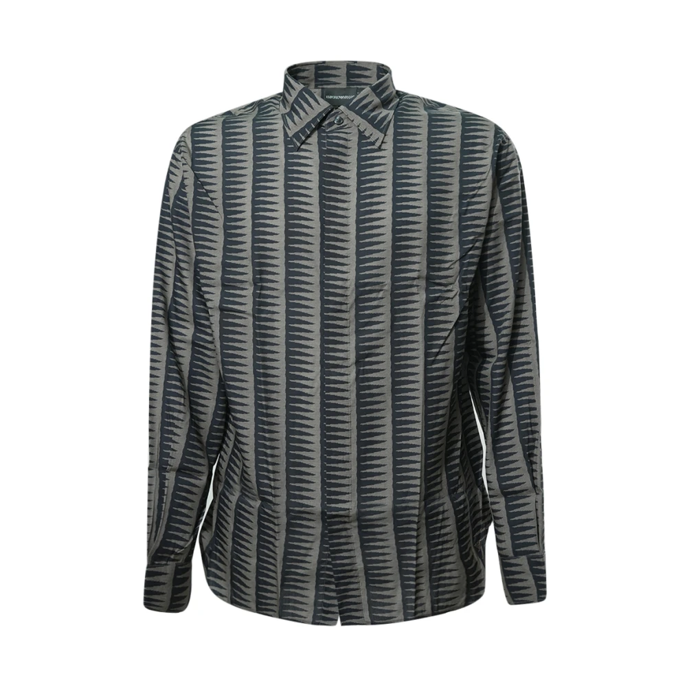 Emporio Armani Mannelijk Multicolor Overhemden Heren, Veelkleurig, M, Comfort-Fit All-Over Print Lyocell-Blend Overhemd