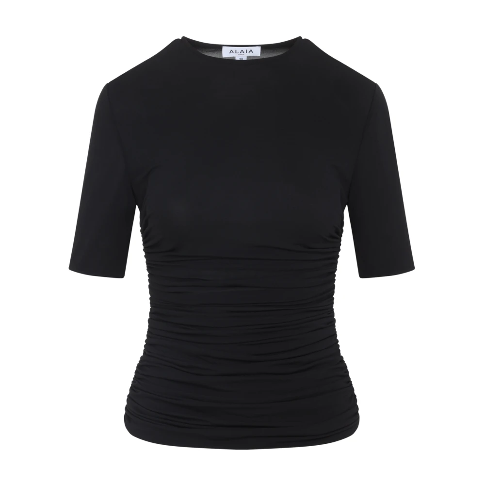 Alaïa Black T-Shirts, Female, Xs, Pleats T-Shirt