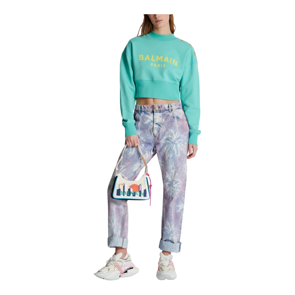 Balmain Cropped sweatshirt met Parijs-print Blue Dames