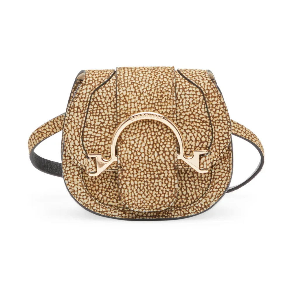 Borbonese Iconische OP-print schoudertas met riem Beige Dames