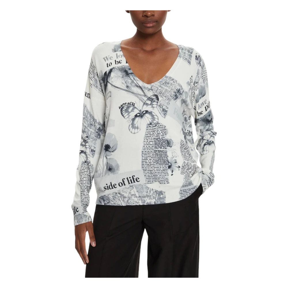 Desigual Dames Gebreide Collectie voor Herfst Winter White Dames