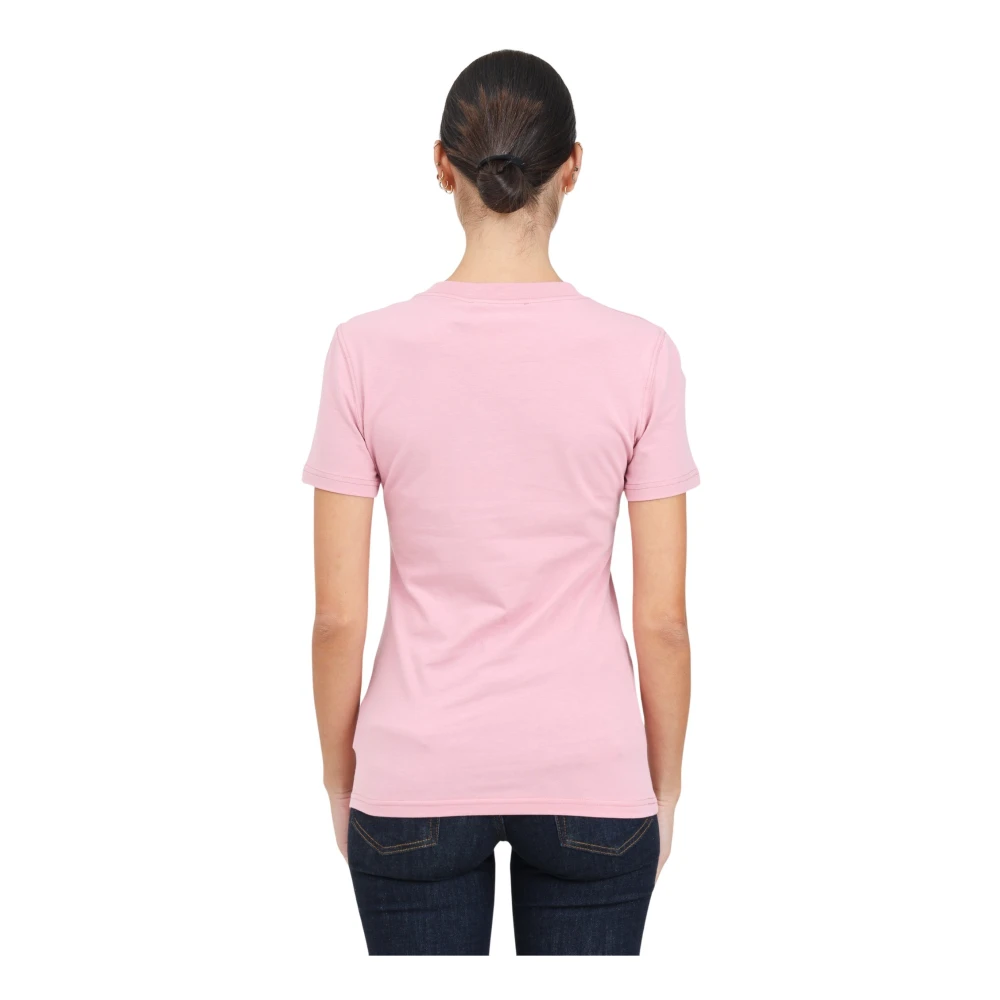 Versace Jeans Couture Roze T-shirt met korte mouwen en V-embleem Pink Dames