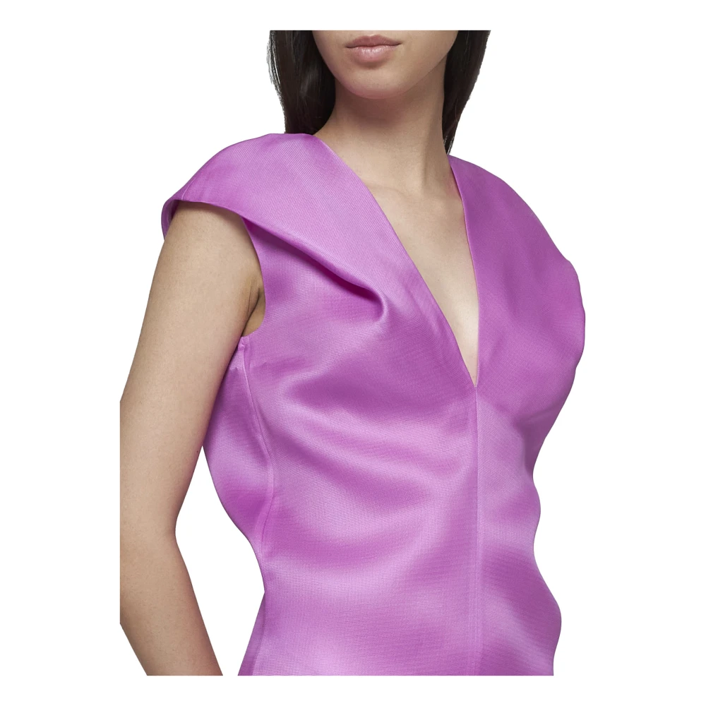 Khaite Orchidee Roze Zijden V-Hals Jurk Purple Dames