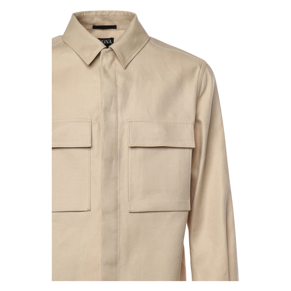 Ermenegildo Zegna Beige Linnen Jas met Zakken Beige Heren
