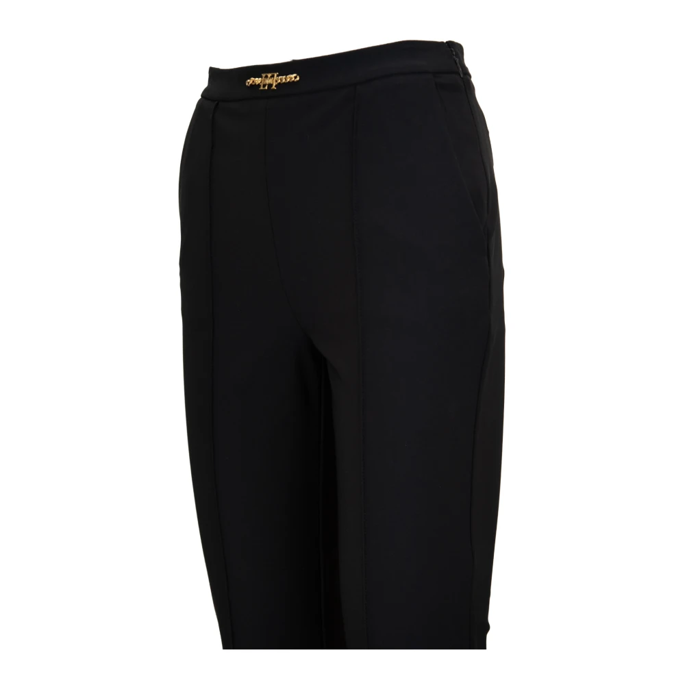 Elisabetta Franchi Gouden Detail Rits Haak Damesbroek Black Dames