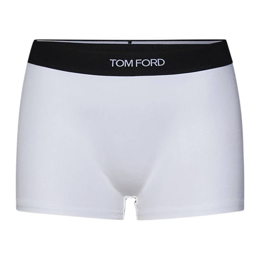 Tom Ford Witte Stretch Modal Boxershorts met Logo Tailleband White Dames