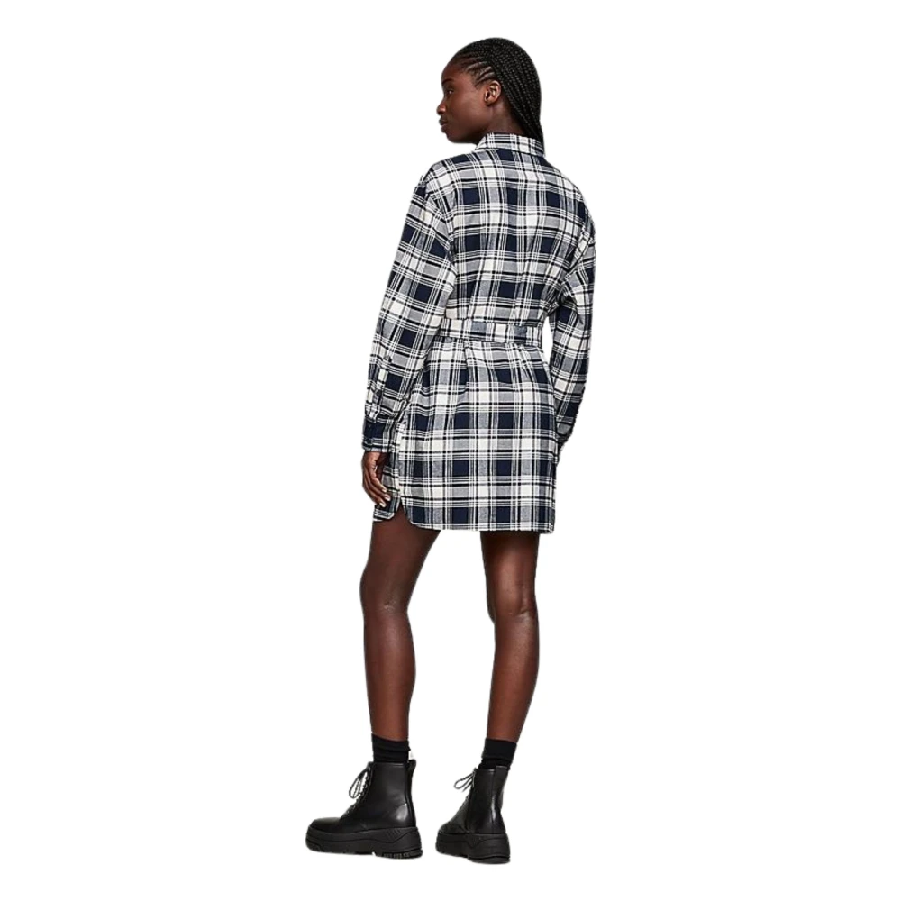 Tommy Hilfiger Grijze geruite overhemdjurk Gray Dames