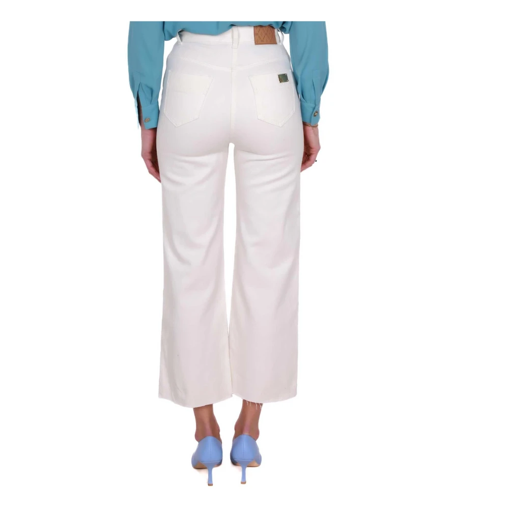Elisabetta Franchi Hoge taille uitlopende katoenen jeans boter Beige Dames