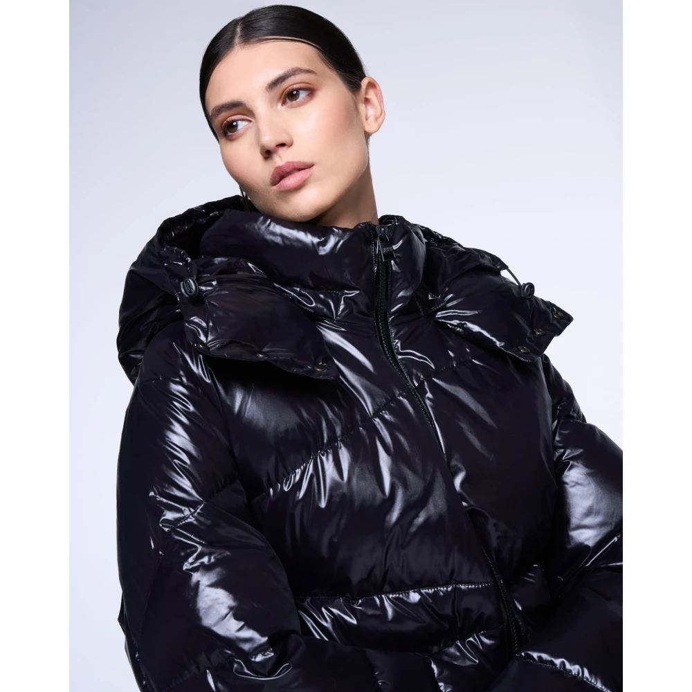 Silvian Heach Glanzende Gewatteerde Hoodie Black Dames