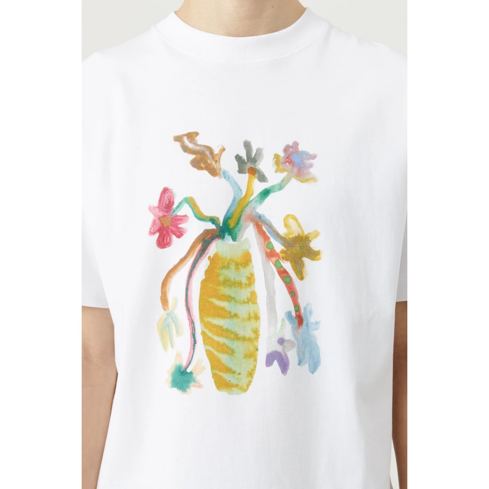 Soulland Biologisch Katoen Bloemen T-shirt White Unisex