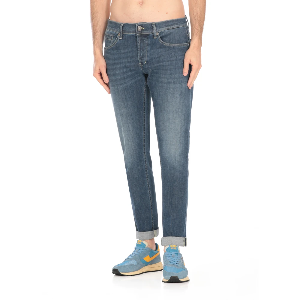 Dondup Blauwe Skinny Jeans met Metalen Monogram Blue Heren