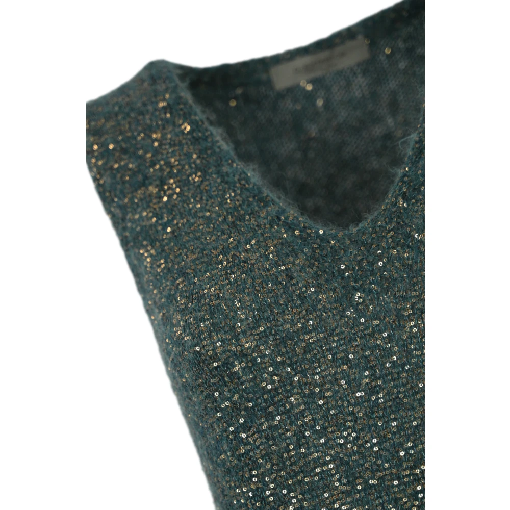 D.Exterior Pailletten Midi Jurk met V-Hals Green Dames