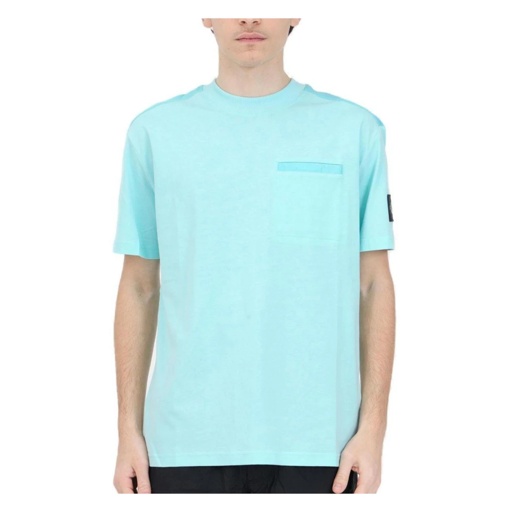 Calvin Klein Jeans Heren Aqua Groen T-shirt met Logo Patch Blue Heren