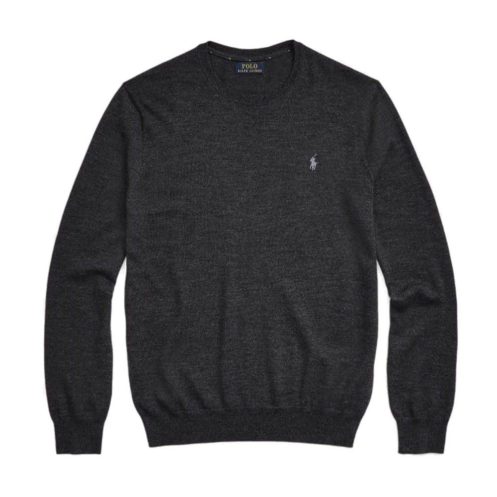 Ralph Lauren Mannelijk Grijs Hoodies & Sweatvesten Heren, 2XL, Wol, Merino Wollen Trui Met Ronde Hals