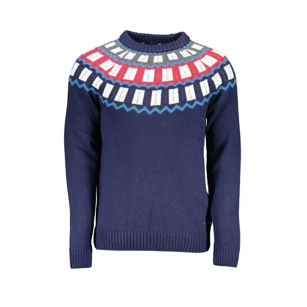 Gant Men's Multicolor Round-Neck Knitwear,, Blue Designer Jumper Small