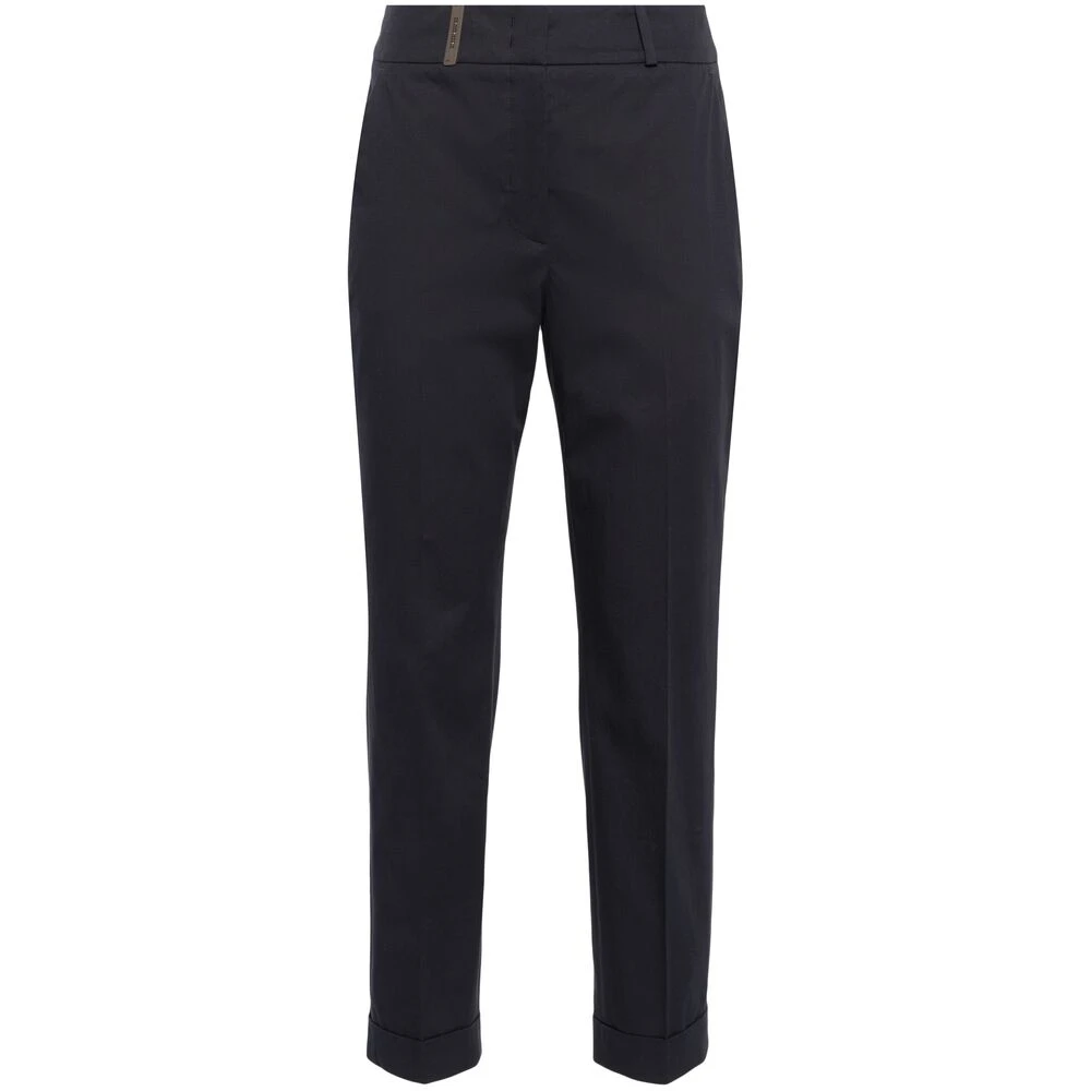 PESERICO Blauwe High-Waisted Tapered Leg Broek Blue Dames