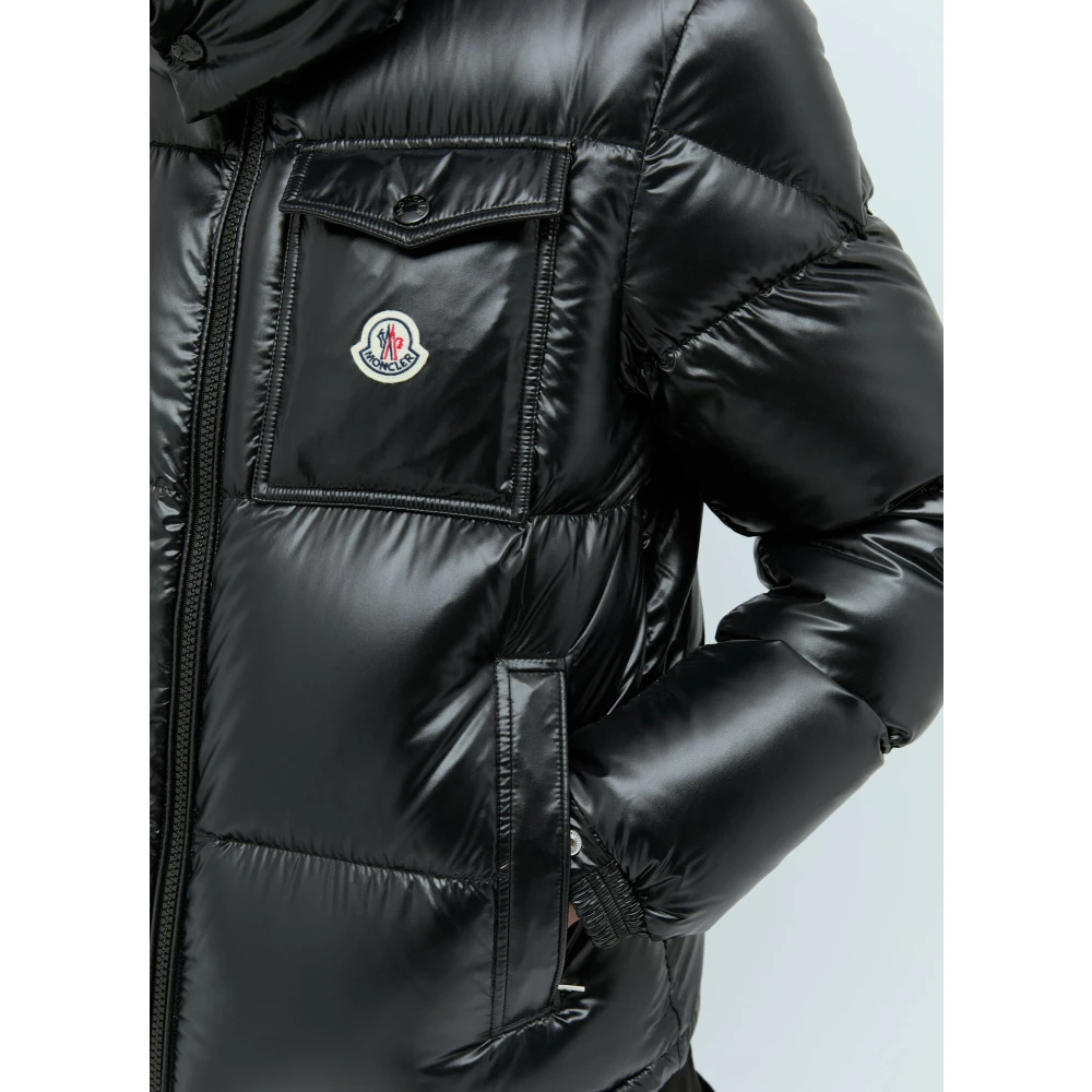 Moncler Gewatteerde korte donsjas met capuchon Black Heren