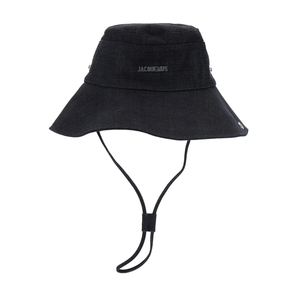 Jacquemus Blauwe Bucket Hat met Logo Tekst Blue Heren