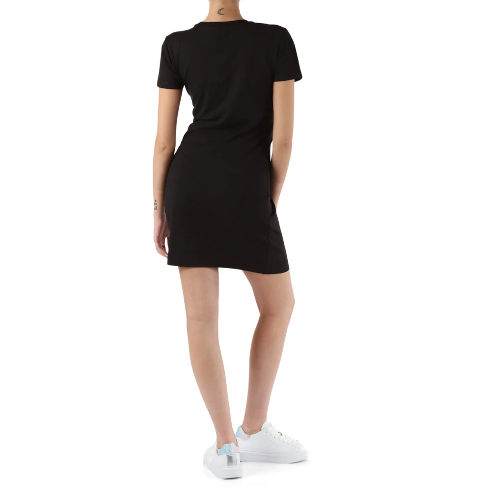 Calvin Klein Jeans Stretch katoen logo print jurk Black Dames