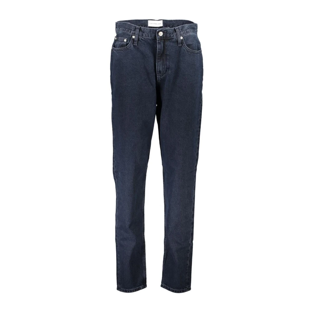 Calvin Klein Blauwe Mom Fit Katoenen Jeans met Logo Blue Dames