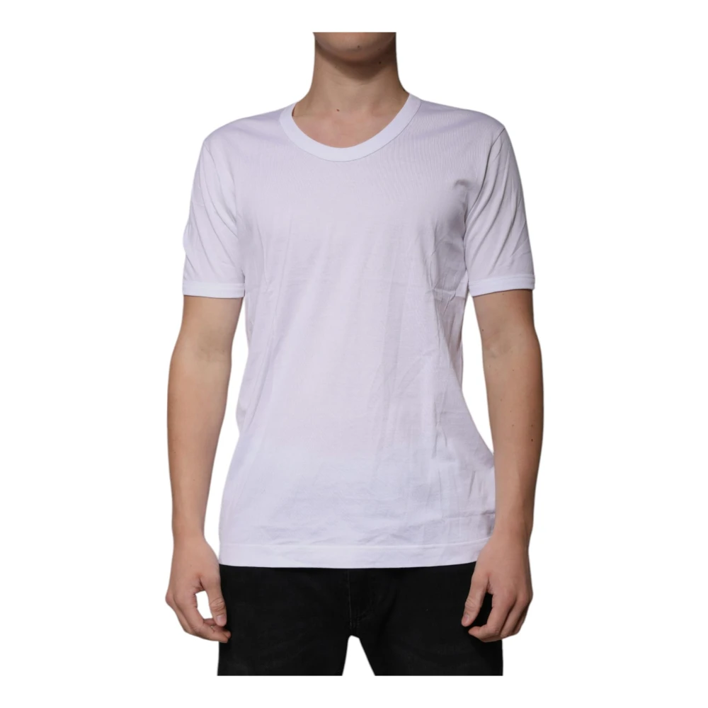 Dolce & Gabbana Witte Katoenen T-shirt met korte mouwen White Heren