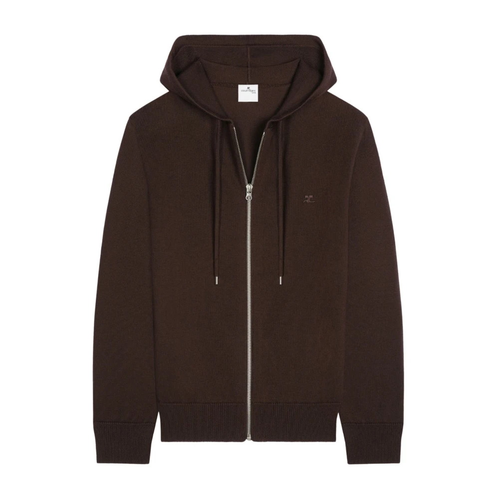 Courrèges Bruine Merinowol Hoodie Brown Heren