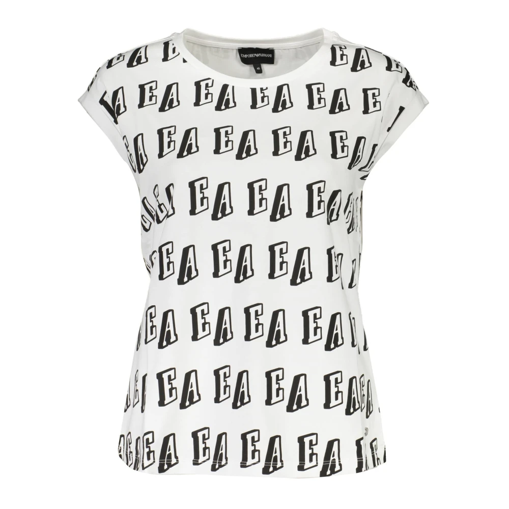 Emporio Armani Mouwloos T-shirt met contrastdetails White Dames