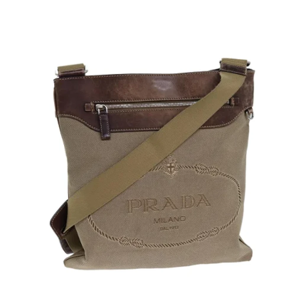 Prada Vintage Pre-owned Canvas prada-bags Beige Dames