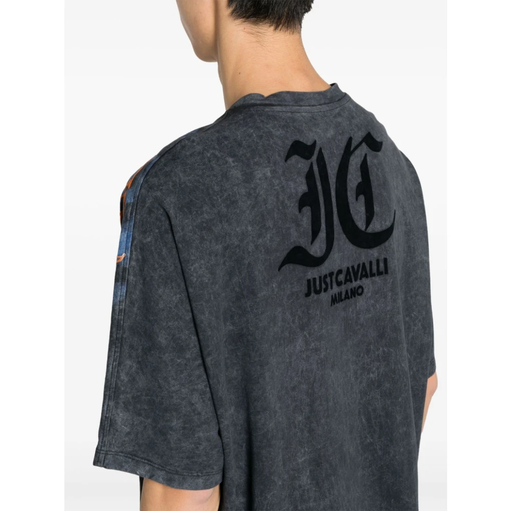 Just Cavalli Zwarte T-shirts en Polos met Print Black Heren