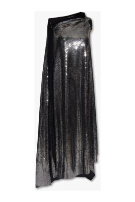 metallic-effect-midi-dress
