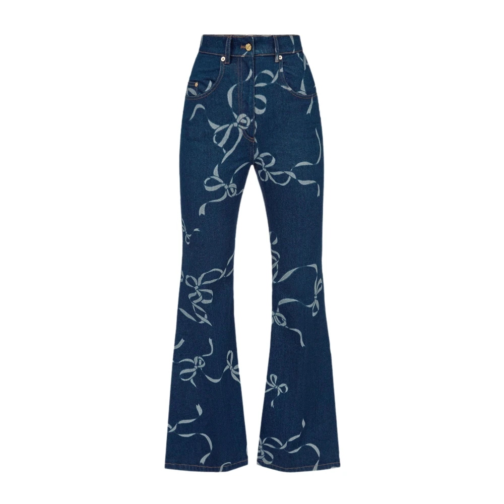 Nina Ricci Boog-Print Flare Jeans in Ruwe Denim Blue Dames