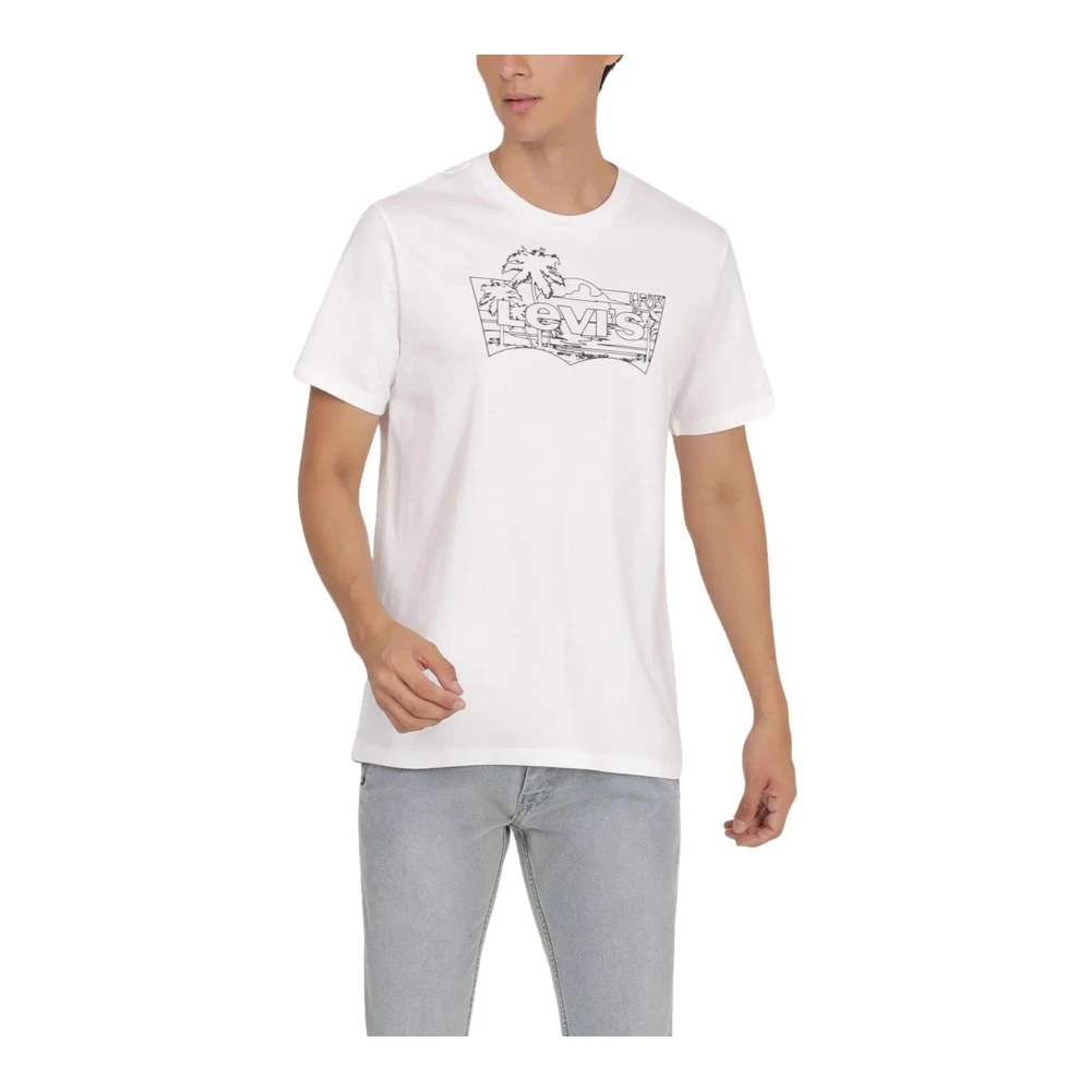 Levi's Grafische Palm Crewneck Tee voor Mannen White Heren