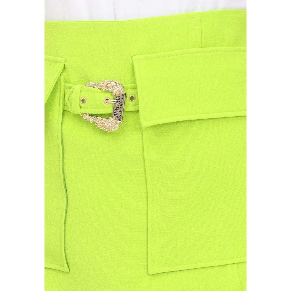 Versace Jeans Couture Korte rok met barokgesp en zakken Green Dames