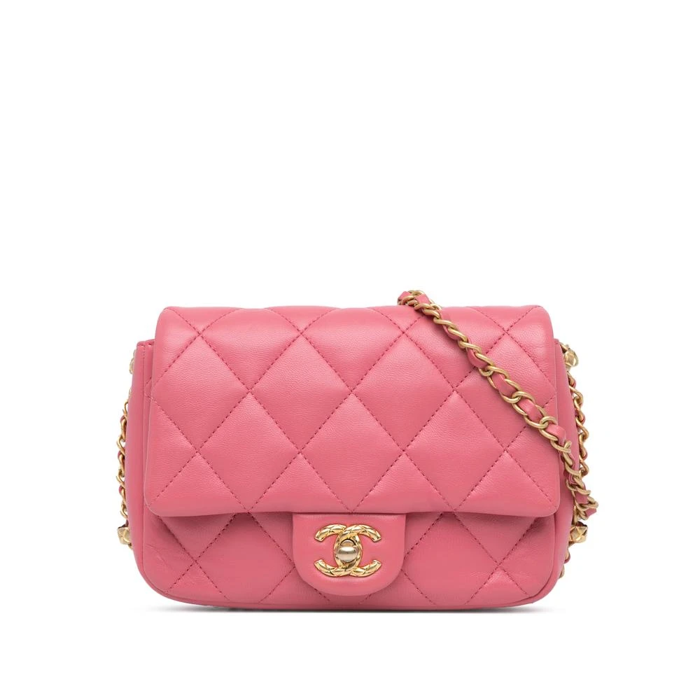 Chanel Vintage Women's Pink Pre-Owned Small Quilted Lambskin Dynasty Flap