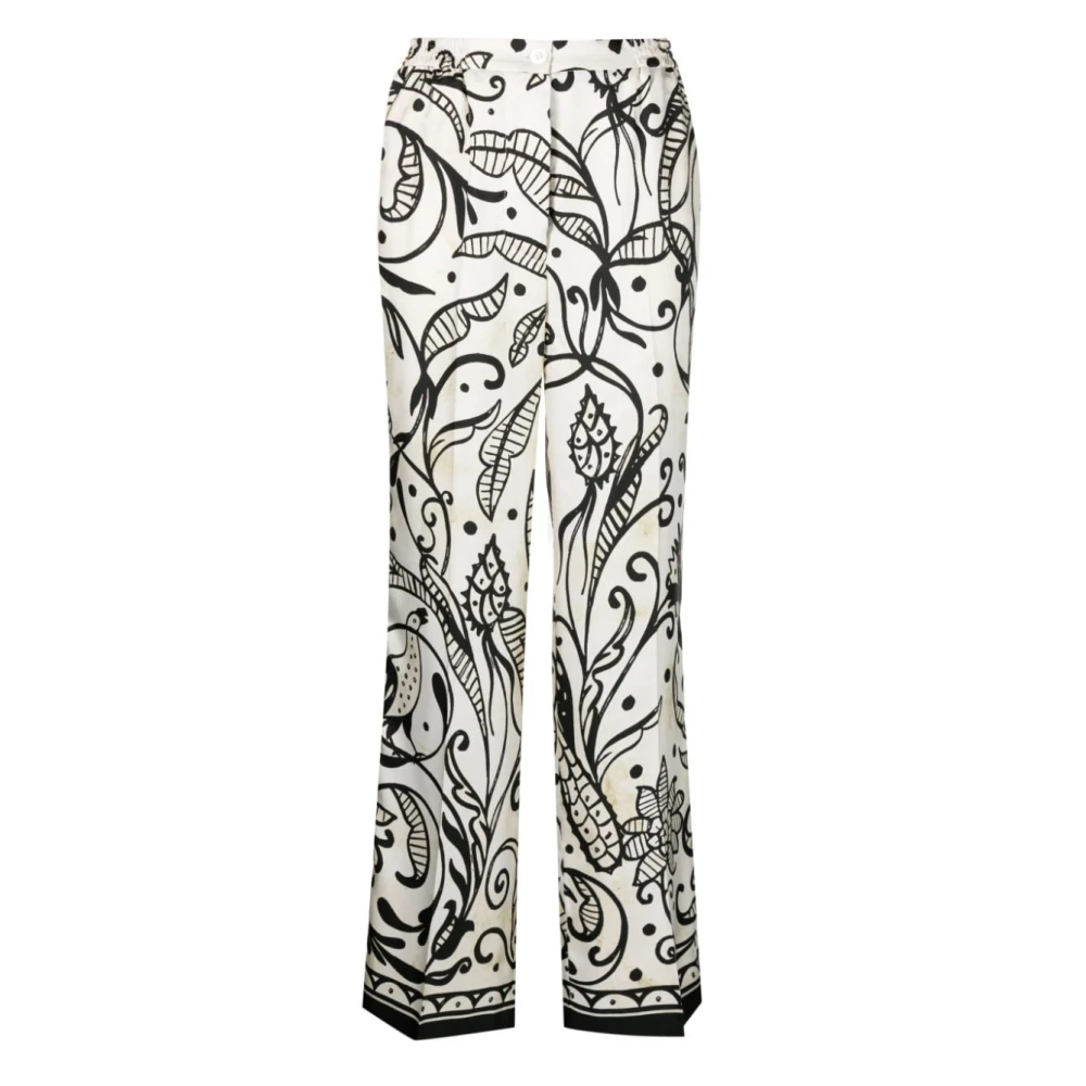 F.r.s For Restless Sleepers Zijden Palazzo Broek met Bloemenprint White Dames