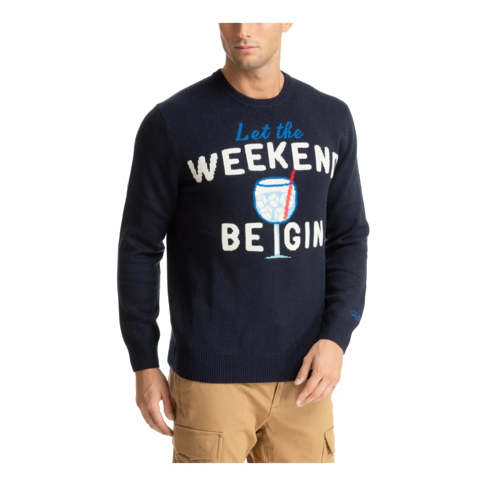 MC2 Saint Barth Abstract Gin Weekend Sweater Blue Heren