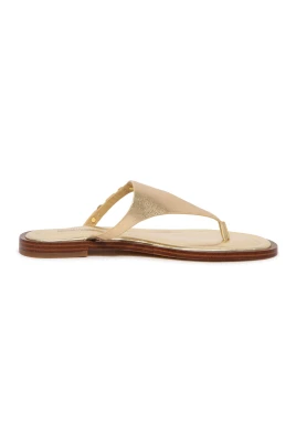 Metallic Läder Flat Thong Sandal