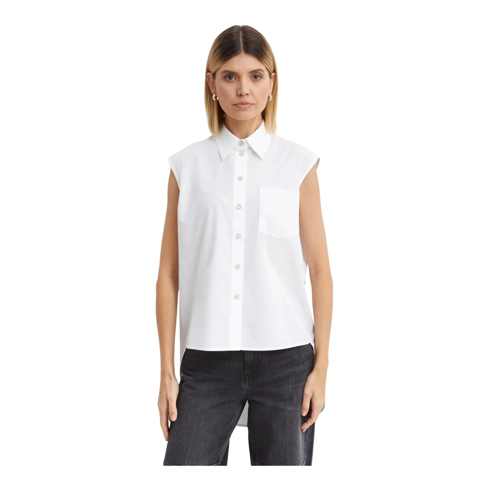 Helmut Lang White Sleeveless Apex Tail Shirt - Female - Shirts - M - Blouses & Shirts